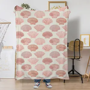 Pink Seashell Throw Blanket, Soft & Warm for Couch,Sofa,Bed, Lightweight All - Season, Beachy Decor for Home Lovers