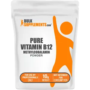 BulkSupplements - Pure Vitamin B12 Methylcobalamin Powder - Energy Production -Skincare - Healthy Hair and Nails - 10g-100g