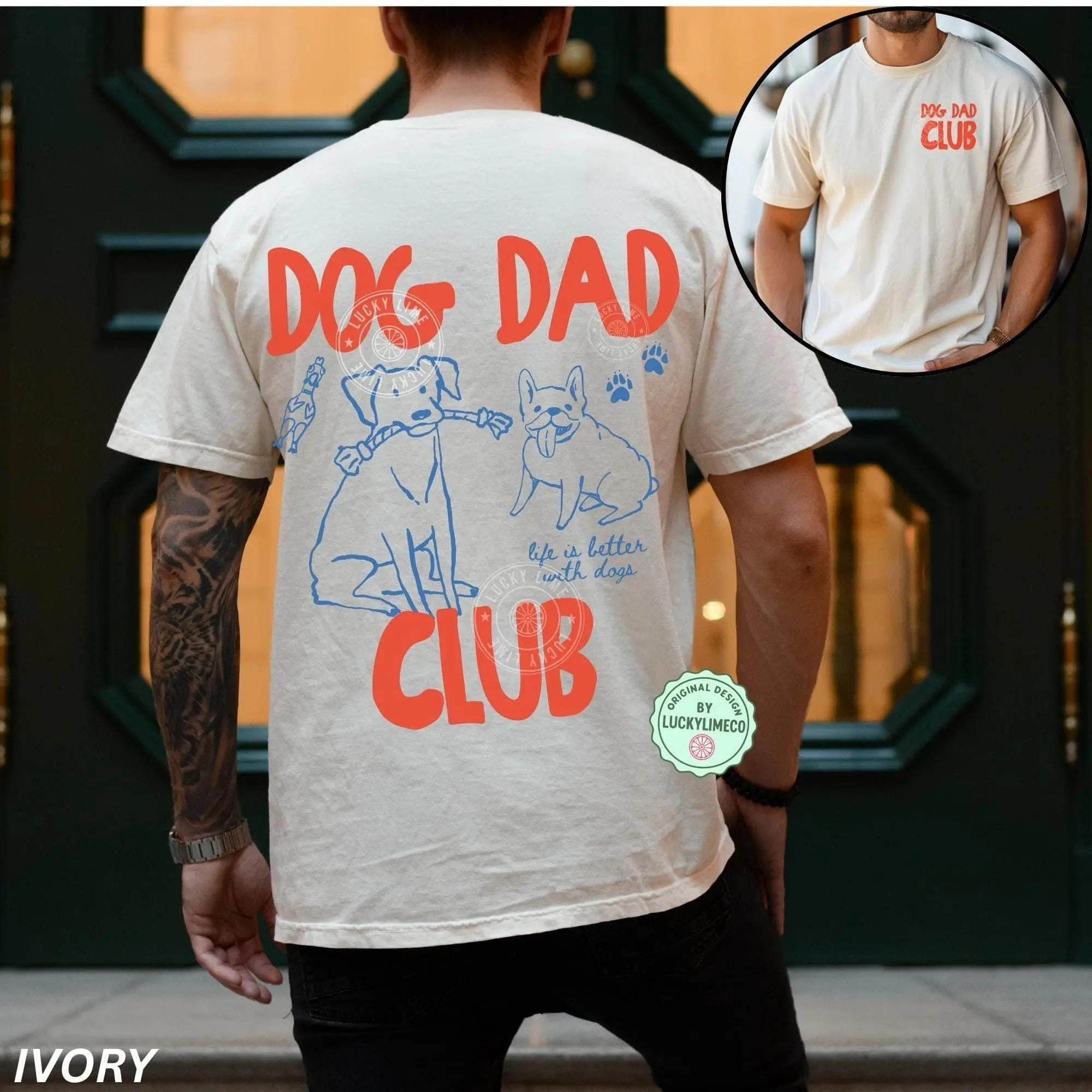 Dog Dad Shirt, Dog Dad Tee, Comfort Colors Dog Dad Club TShirt, Back Design Tee Funny Dog Shirt, Dog Lover