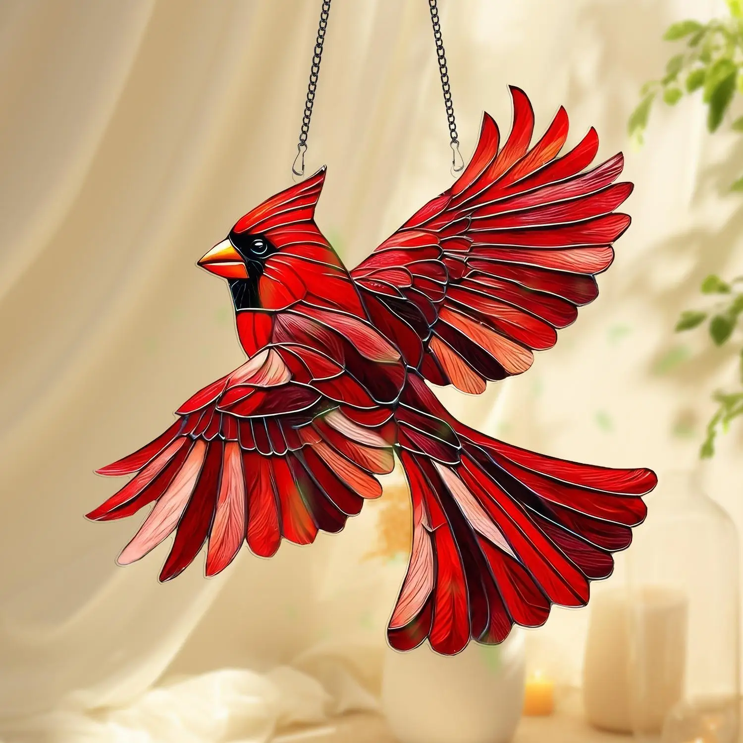 Cardinal Design Sun Catcher, Acrylic Animal Totem Sun Catcher, Creative Garden Decor for Home Garden, Birthday Gift, Retirement Gift, Decoration Items