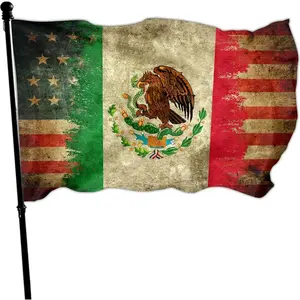 Mexico Flag Mexican American Flags for Outside 3x5 Double Sided Mexico Usa Friendship Flag Patriotic House Yard Decoration Banner