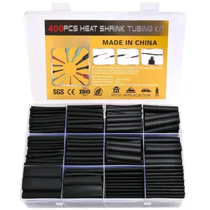 400 count Wire Heat Shrink Tubing Kit With Adhesive lined, Industrial Heat-Shrink Tubing for Wires, 3:1 Marine Grade Heat Shrink Wrap, Premium Large Electrical  Heat Shrink Tape-Black by