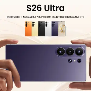 2026 S26 Ultra Unlocked 5G Android 15 Smartphone,12GB+512GB,6.99" HD Display,78MP+108MP Cam,8000mAh, Dual Card, Built-in Pen, Face Unlock, Case & Protector