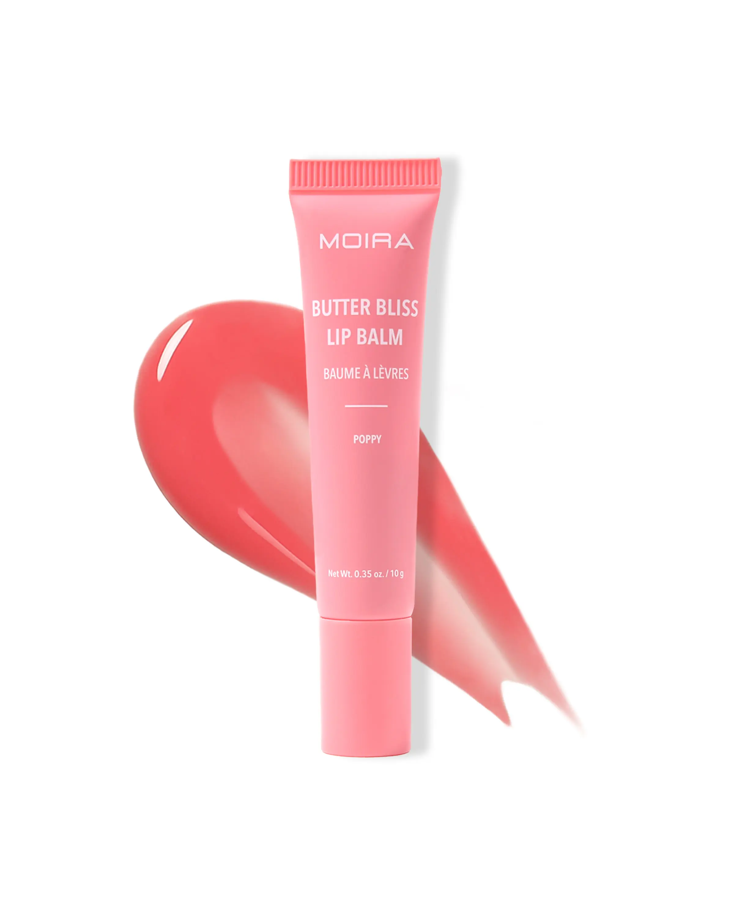 MOIRA | Butter Bliss Lip Balm (002, Poppy) | Hydrating Glossy Lip Balm with Shea Butter, Jojoba & Meadowfoam Oils | Nourishing Lip Care