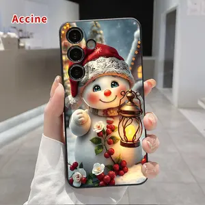 Snowman's Lantern Glow Pattern Phone Case Compatible with Galaxy S23 Ultra S24 Plus S25 S22+ Shockproof Non Slip Military-Grade Protection Silicone Cover