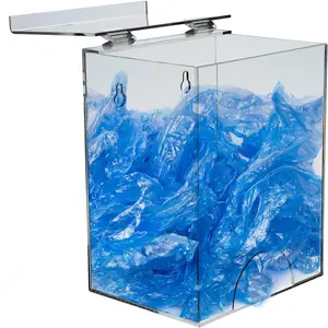 Storage Container with Lid [Pack of 1] - Wall-Mount  Dispenser for Gloves,  , Hairnets | Clear  Organizer | 7.1" L x 5.5" W x 9.1" H