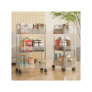 A1pc Multi-Layer Storage Rack, Acrylic Removable Floor-Standing Cart Snack Storage Shelf, For Kitchen/Bathroom/Living Room/Bedroom