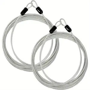 2M/78.7IN Braided Steel Coated Security Cable Luggage Lock Safety Cable Wire Double Loop (2 Pack)