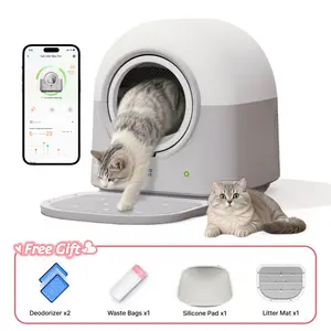 HHOLOVE  Self Cleaning Cat Litter Box Automatic Hands-Free Smart Robot self Cleaning Cat Litter Box for Multiple Cats with APP Control Safe with Litter Mat Waste Bags and Deodorizer
