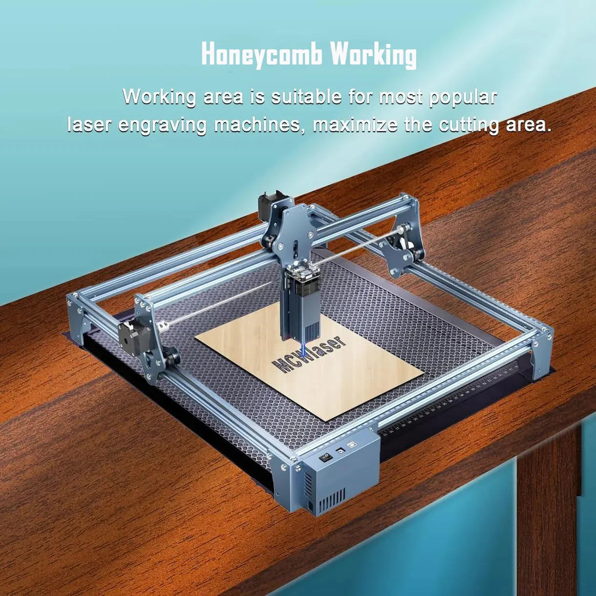 MCWlaser Honeycomb Laser Table for CO2 Engravers & Desktop Lasers - 9.5mm Fast Ventilation Holes, Smoke Control, Cleaner Edges, Burn Prevention, High DIY Machine Compatibility, Custom Sizes Available