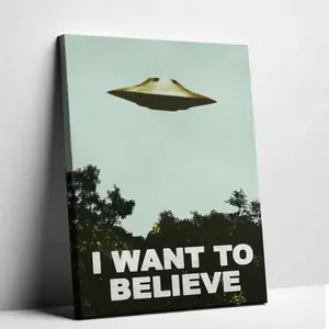 I Want to Believe Poster 90s Room Decor UFO Alien SciFi Fantasy Horror Cool Wall Art Print Poster