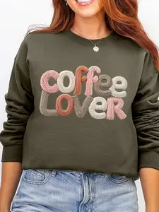 Faux Yarn Coffee Lover Hanes Ecosmart Crewneck Sweatshirt