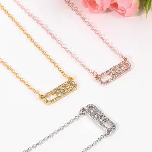 Elegant Hollow Paperclip Bar Necklace, Delicate Polished Chain with Micro-Paved Sparkling Accents, Chic Statement Jewelry for Daily, Party, Wedding, Prom, Stylish Gift for Her, Modern Minimalist Jewelry, Must-Have Accessory