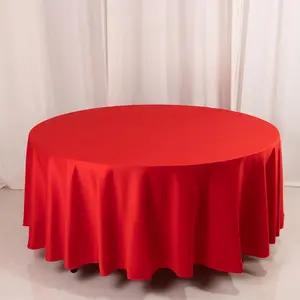 Scuba Round Tablecloth 108" Red - Wrinkle Free Table Cover