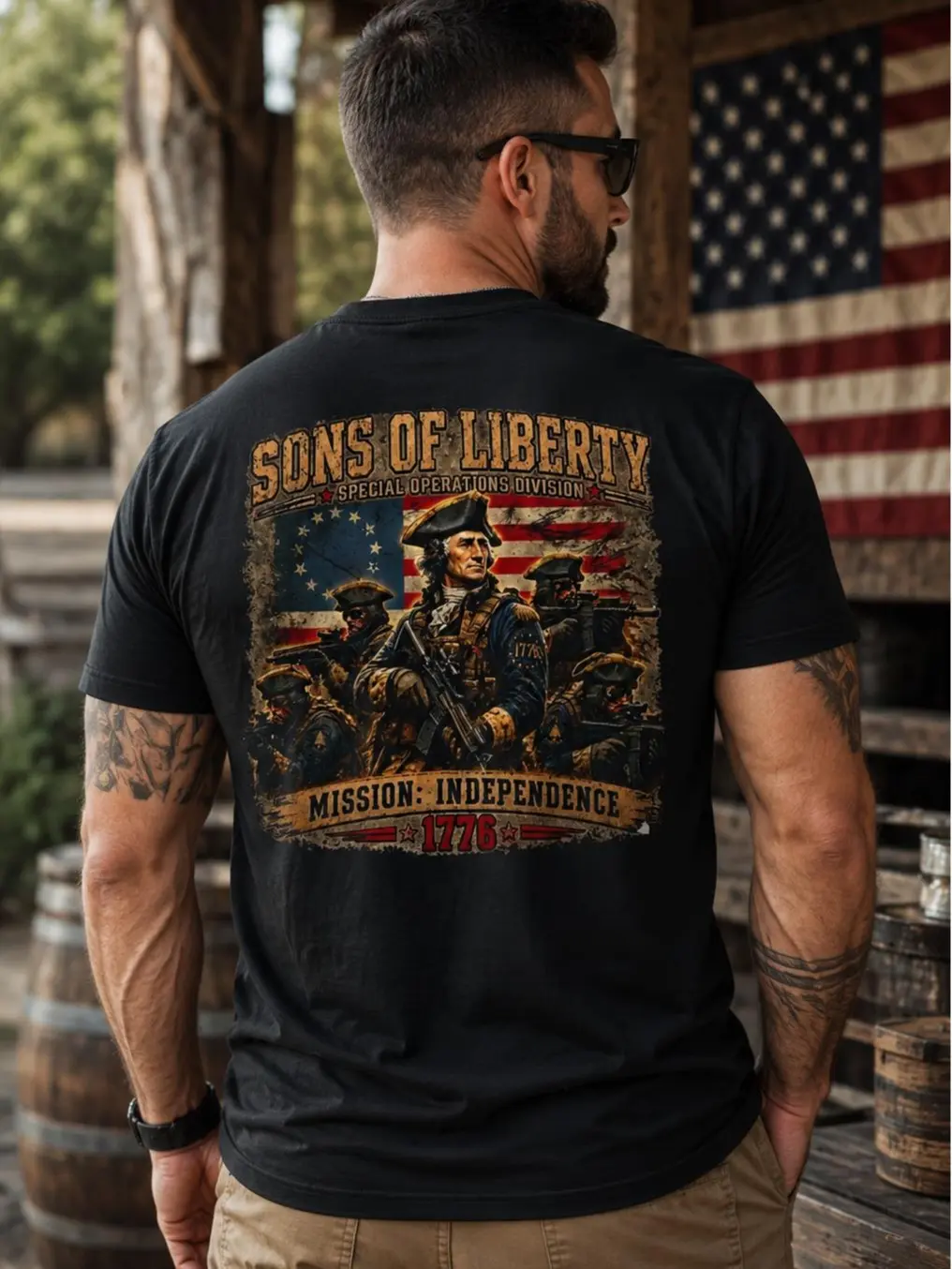 Sons of Liberty Special Operations Division T-Shirt | Mission: Independence 1776 | Patriotic Military Style Graphic Tee