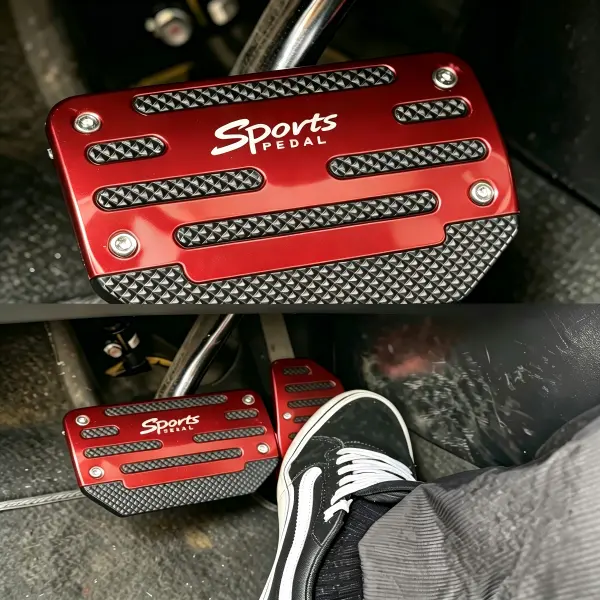2Pcs Anti-Slip No-Drill Aluminum Pedal Covers - Sport Style Gas & Brake Pedal Pads for Car Interior Upgrade Car Accessories Automotive Replacement