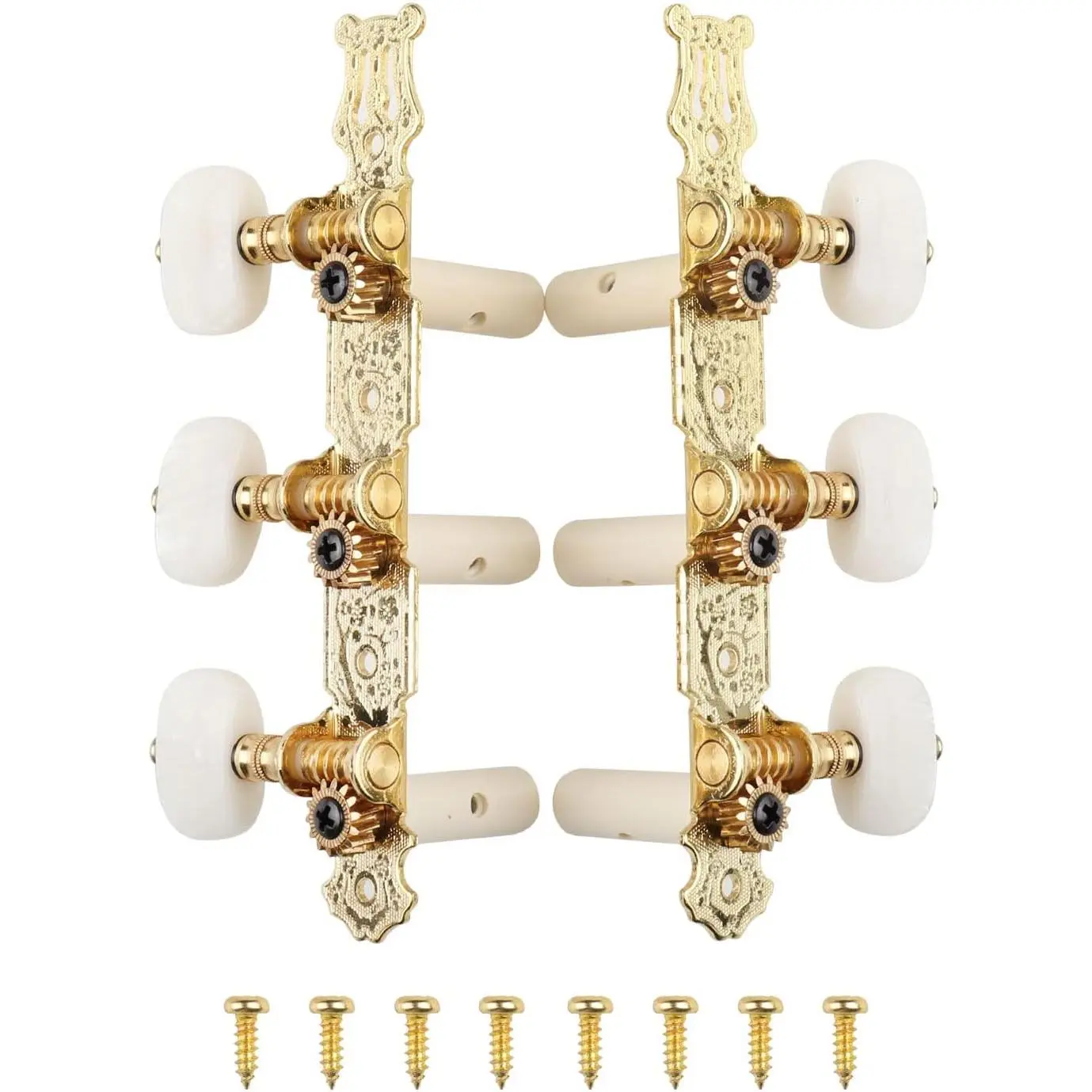 Guitar Tuners Machine Heads 3 Set Tuning  String Pegs for Classical Guitar (Long , white button)