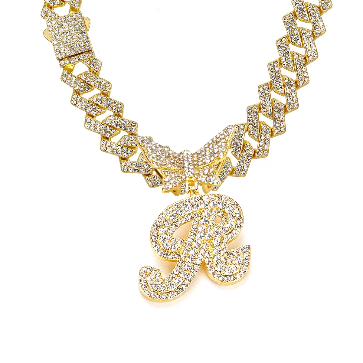 Gold letter necklace R