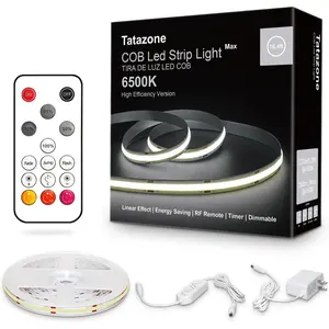 White COB Led Strip Light Max with RF Remote, 16.4ft 6500K Dimmable Ultra Bright Daylight White COB Light Strip, Indoor COB Led Lights for Mirror, Ceiling, Kitchen, Room, Cabinet, Closet