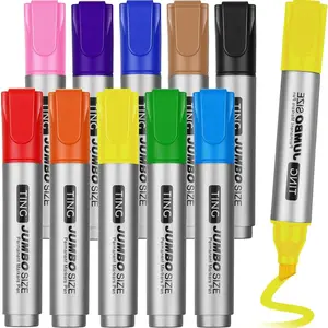 10 Pack Jumbo Permanent Markers Bulk Large Chisel Tip Quick Drying Waterproof Big Huge Poster Pens for Office, Logistics Company and More Rich Color