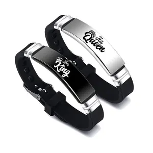 Her King His Queen Stainless Steel Couple's Bracelet