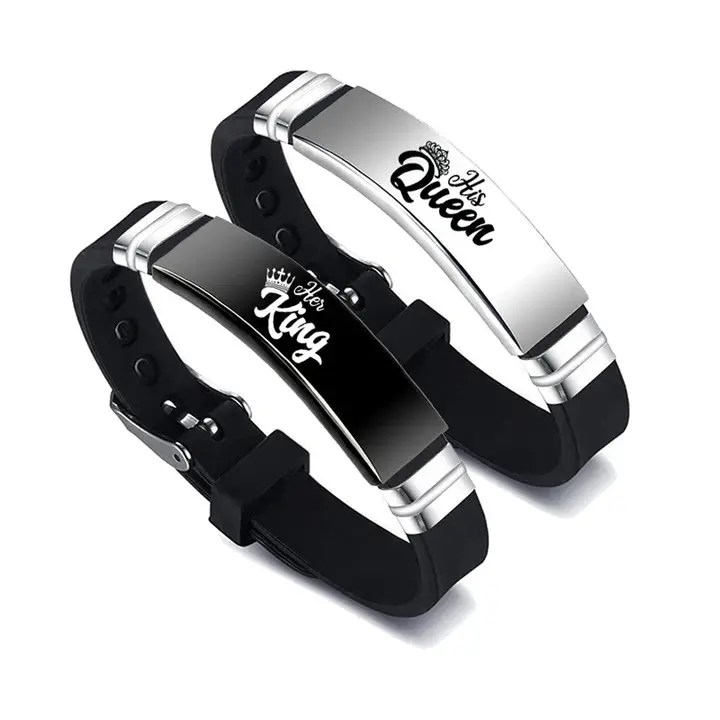 Her King His Queen Stainless Steel Couple's Bracelet