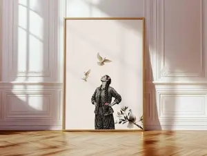 A Kurdish girl – Peace – Woman Life Freedom – Feminist mural – Kurdish culture art print (Unframed)