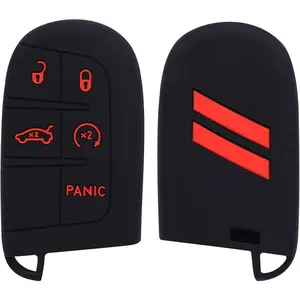 Dodge Key Fob Cover - 5 Button Silicone Case - Red - Challenger, Charger, Dart, Durango, Journey