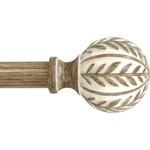 Boho  Curtain Rods for Windows 28 to 48 inch, 1" Adjustable Heavy Duty Window Curtain Rod with Imitation  Grain Finials,Rustic Decorative Drapery Rods Set,Size:18-45''