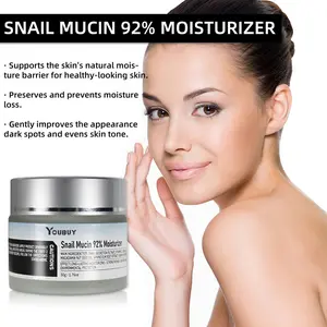 YOUBUY 92% Snail Mucin Moisturizing Cream - Lightweight, Hyaluronic Acid-Infused, Hydrating, Firming, Plumping, Soothing, Restores Radiant Skin, Supports Repair for Dry, Sensitive Skin