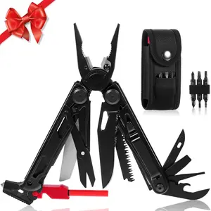 Multitool with Pocket Knife, 27-in-1 Stainless Steel Needle Nose Pliers with Screwdrivers, Self-locking Multi tool EDC Gear with Sheath, Gift for Christmas,New Year
