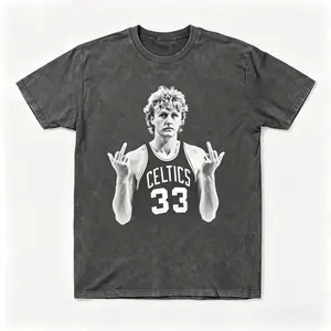 [100% Cotton][Graphic Tee] Larry Bird Retro 90s T-Shirt Black Shirt Men's Shirts  Men's Clothing