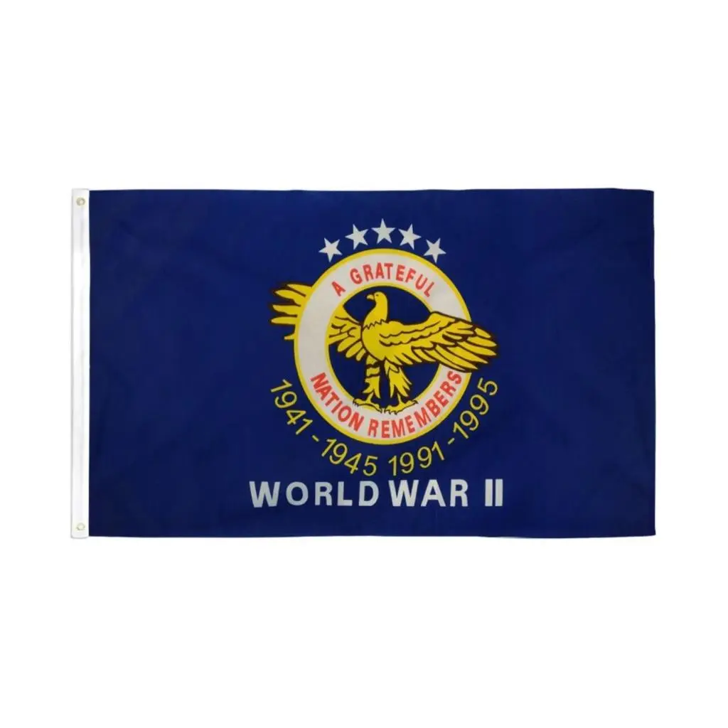 3x5ft Polyester Dye Sublimation Print Hanging Banner - Bold Color "A Grateful Nation Remembers" Hangable Flag with Header Tape for Home, Party Supplies