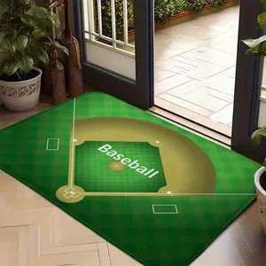 Baseball Field Pattern Door Mat Sports Theme Welcome Rug Entryway Floor Mat Non-Slip Carpet 40x60 50x80 60x90 80x120cm