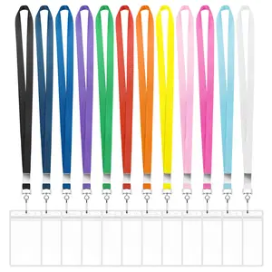 12 Pack Cruise Lanyard with ID Card Holder, Durable Lanyard with Waterproof ID Badge Holder Cruise Lanyards for ID Badges Ship Cards Carnival Sail Keys (12 Colors)