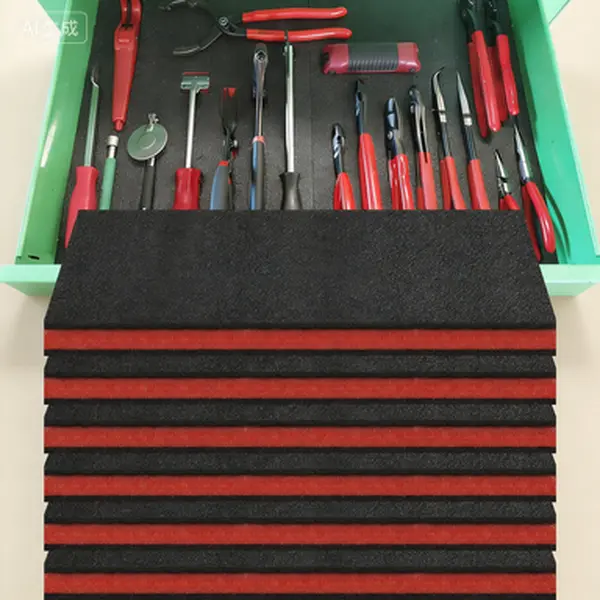 Customizable Tool Case Foam Inserts, Polyethylene Liner Sheets for Toolbox Organization and Storage, 18 x 12 x 1 Inch Red and Black Set, 6 Pack Reusable Foam Organizers, Protective Kaizen Foam Padding