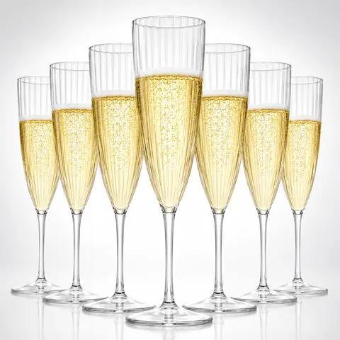 36-Pack 6 oz Plastic Champagne Flutes - Shatterproof, Reusable, Pre-assembled Drinking Glasses for Mimosas, Birthday Toast Ready, Any Event