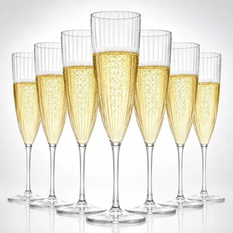 36-Pack 6 oz Plastic Champagne Flutes - Shatterproof, Reusable, Pre-assembled Drinking Glasses for Mimosas, Birthday Toast Ready, Any Event