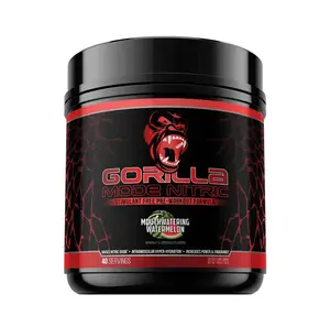 Gorilla Mode Nitric Stim-Free Pre-Workout | 40 Servings | Non-Stim Pump & Vasodilation Formula | 10G L-Citrulline + Creatine + Nitrates | Caffeine-Free, Naturally Colored