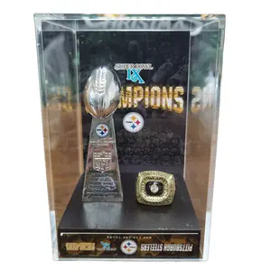 Steelers Championship Trophy Set, Elegant Display Case, Perfect Sports Award Replica Gift, High-Quality Design, Ideal Christmas Birthday Present 1975/1976/1979/1980/2006/2009 Pittsburgh