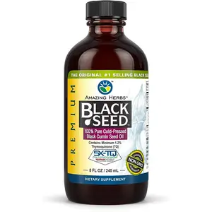Amazing Herbs Premium Black Seed Oil - Cold Pressed Nigella Sativa 8 Fl Oz Natural Supplement for Digestive Health Immune Support & Brain Function