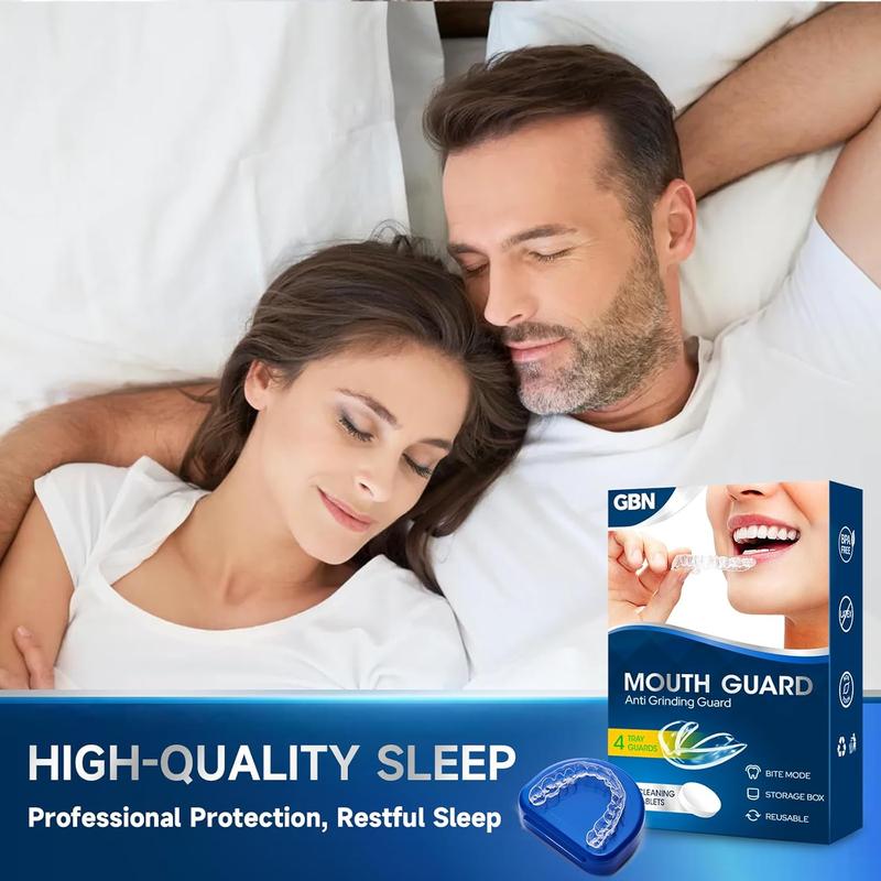 GBN Mouth Guard for Grinding Teeth at Night - Custom Fit Night Guards - Comfortable Mouth Guard for Sleeping, Nightguard, Mouthguard Includes 2 Sizes, 12 Cleaning Tablets