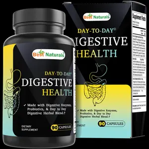 Best Naturals Day-to-Day Digestive Support 90 Veg Capsules - Made with Digestive Enzymes, Probiotics, & Herbal Blend - Made in The USA