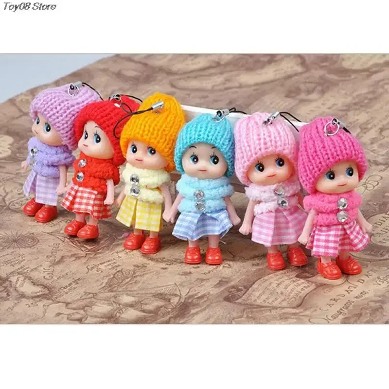 6PCS Cute Fashion Kids Plush Dolls Keychain Soft Stuffed Toys Keyring Mini Plush Animals Key Chain Baby For Girls Women