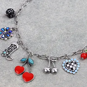 Cherry Heart charm necklace