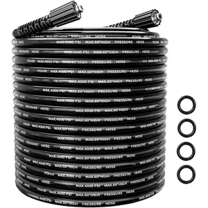 Washer Hose 100FT, Kink Resistant Power Washer Replacement Hose 1/4 Inch with M22 14MM Swivel, Lightweight  Washer Extension Hose 4000 PSI