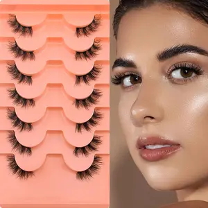 Natural Look Fake Eyelashes for Eyelashes Extensions, 7 Pairs Fluffy Curling False Eyelashes, Eye Makeup Enhancement Tool for Women & Girls, High Quality Eyelashes