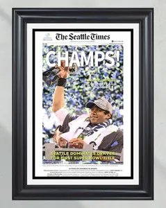2014 Seattle Seahawks Super Bowl XLVIII 'CHAMPS!' No Frame Front Page Newspaper Print