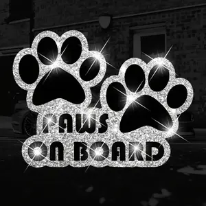 1PC 2D Shiny Dog on Boat Car Sticker Waterproof and Durable Self-Adhesive Shiny Paw Print Design Perfect for Pet Lovers Vehicle Exterior Bumper Glass Metal Surface DIY Decorative Decals