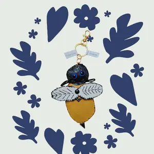 Pocket Critter Buzzworth Bee Keychain with Blue Wings and Yellow Body - Adorable Accessory for Your Bag or Purse